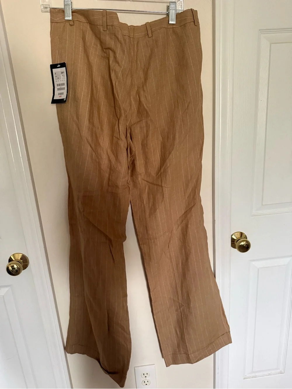H&M Tan Linen-Blend straight leg pants